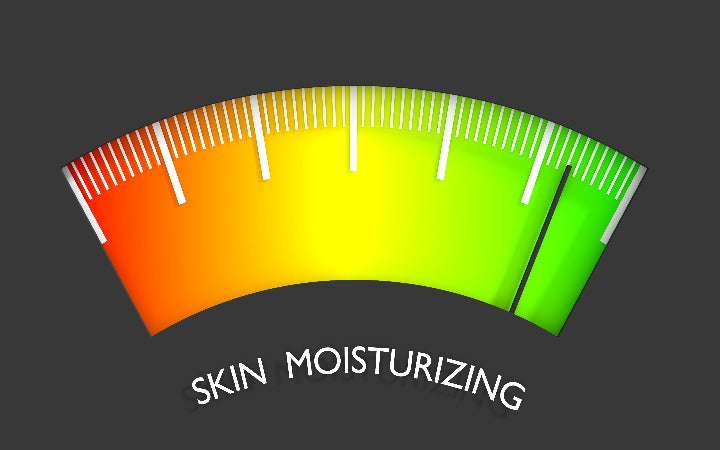 abstract meter leesniveau van huid hydraterend resultaat.