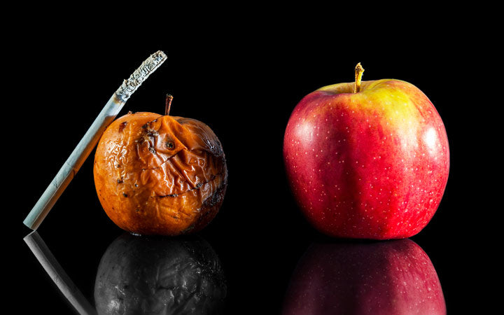 Uitleggen door het voorbeeld te nemen als appels als verschil van rokershuid Versus niet-rokershuid